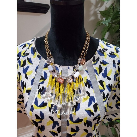 New York Women's Multicolor 100% Polyester Round Neck Short Sleeve Top Blouse L - Picture 2 of 12